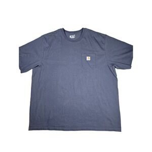 Carhartt Shirt Mens 3XL Navy Blue Loose Fit Heavyweight Workwear Pocket
